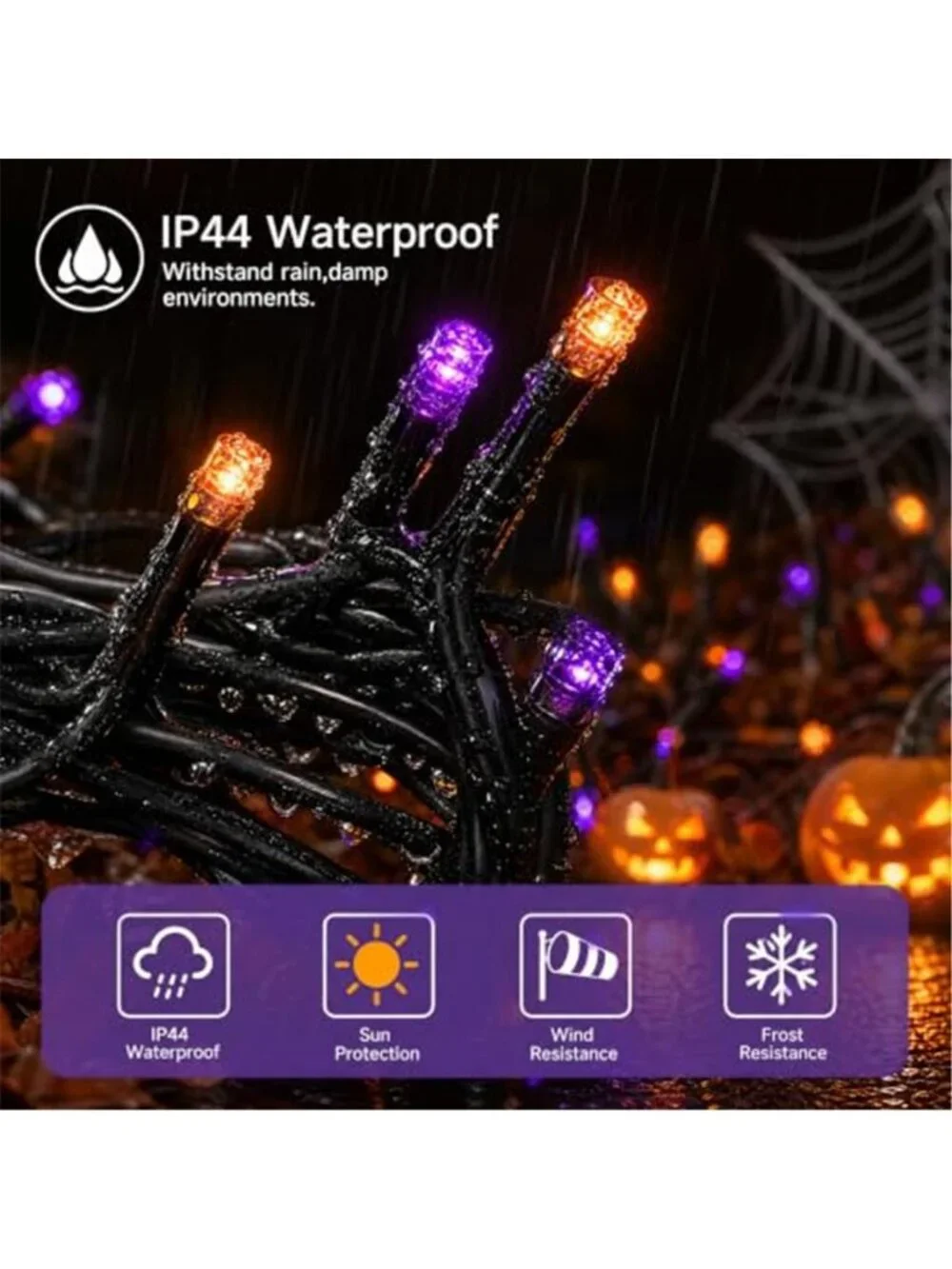 Halloween Lights 200 LED 66FT Outdoor Halloween Lights Plug in with 8 Modes